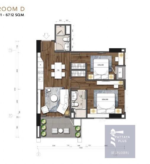 ขายคอนโด 2bed, 2bath, 67.18sqm., เบเวอร์ลี่ เม้าน์เท่น เบย์, เขาพระตำหนัก