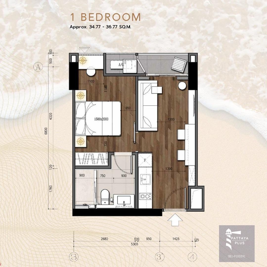 ขายคอนโด 1Bed, 1Bath, 34.93sqm., เบเวอร์ลี่ เม้าน์เท่น เบย์, เขาพระตำหนัก